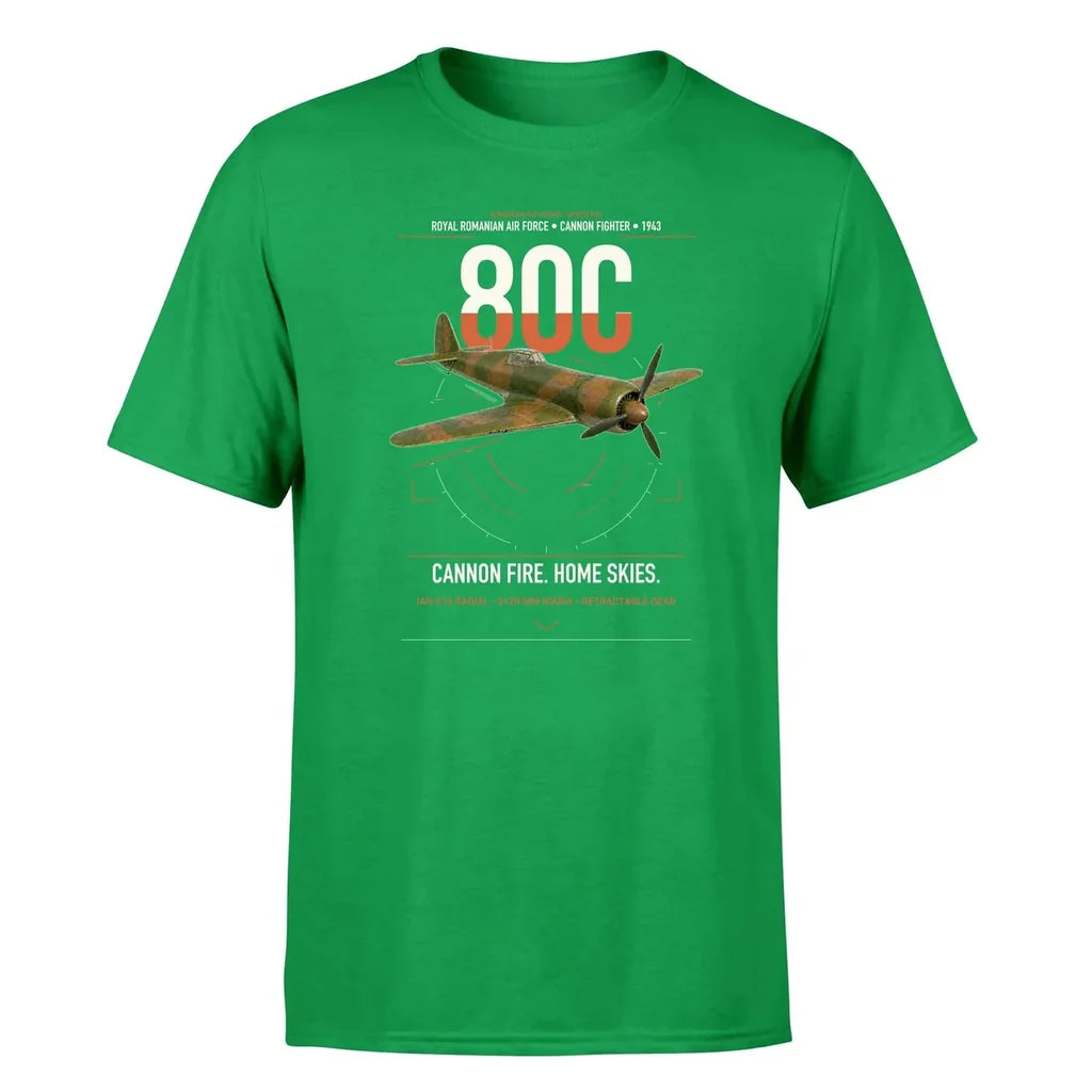 IAR 80C design on green t-shirt, single-side print