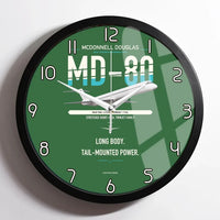 Thumbnail for McDonnell Douglas MD-80 design on green framed wall clock