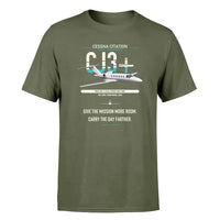 Thumbnail for Cessna Citation CJ3+ design on green army double-side t-shirt, single-side print