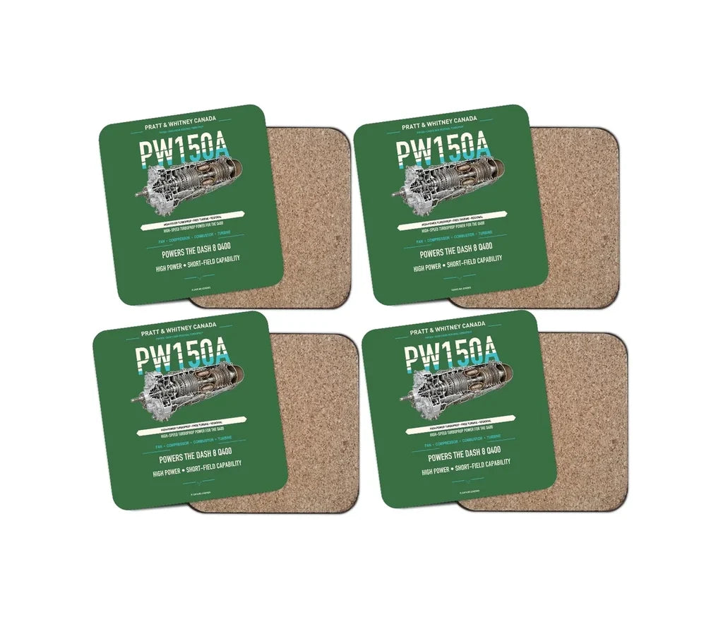 PW150A design on green 4 pieces set coaster