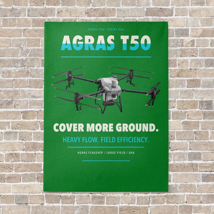 DJI Agras T50 vertical canvas print - no frame - green background