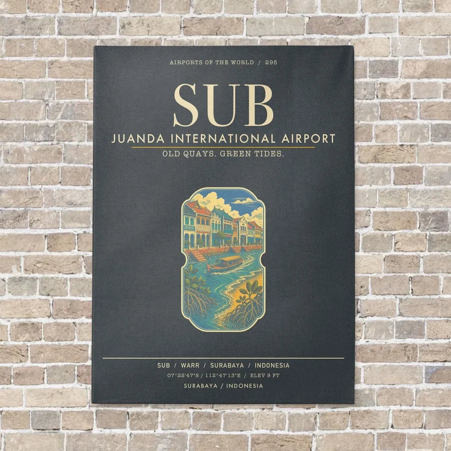 Juanda International Airport Surabaya SUB - Canvas Framed - Gray