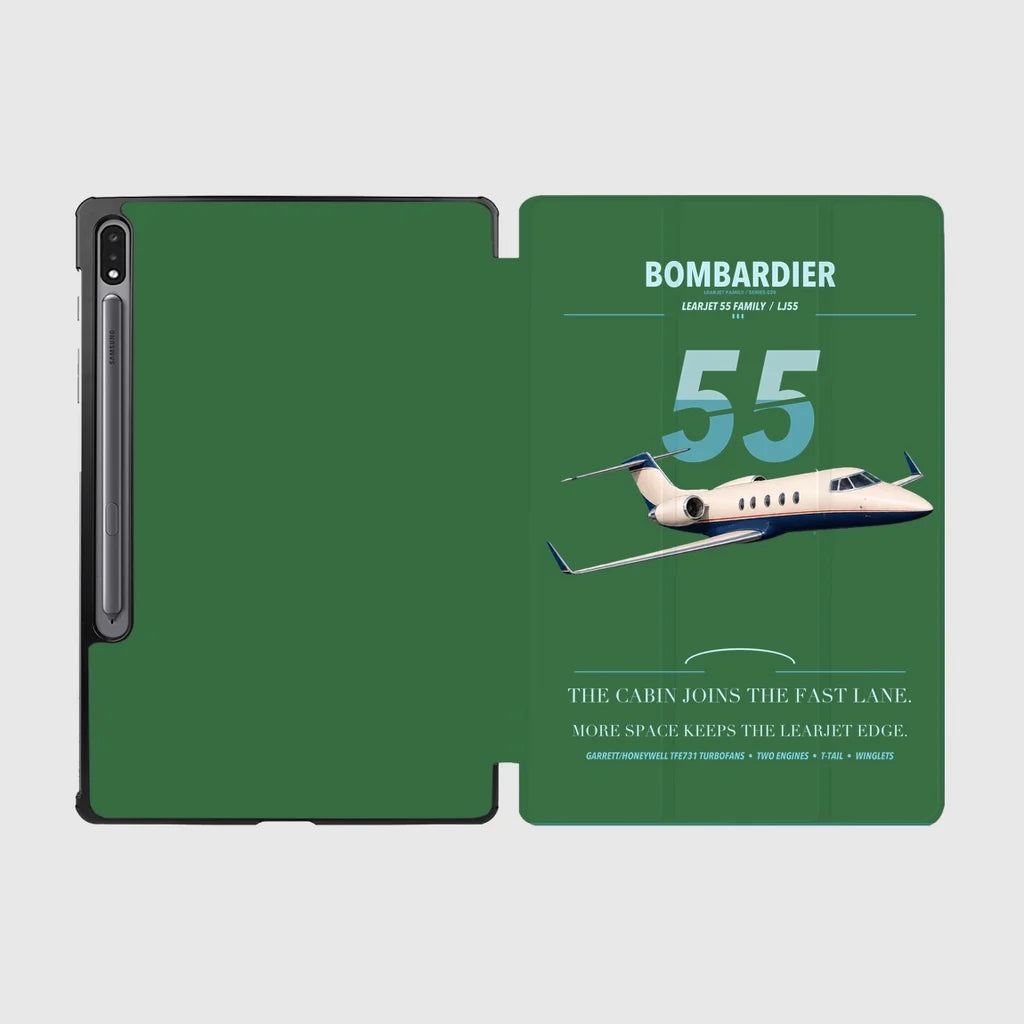 Bombardier Learjet 55 design on green samsung tablet tablet case