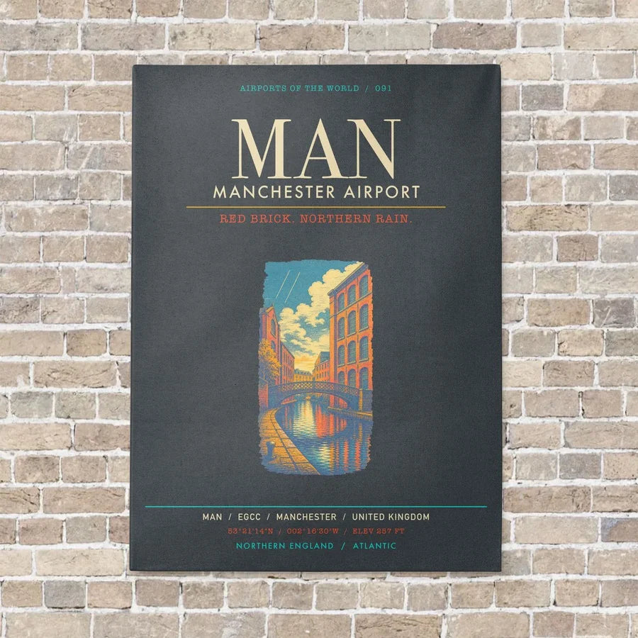 Manchester Airport MAN - Canvas Framed - Gray