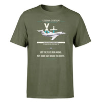 Thumbnail for Cessna Citation X+ design on green army double-side t-shirt, single-side print