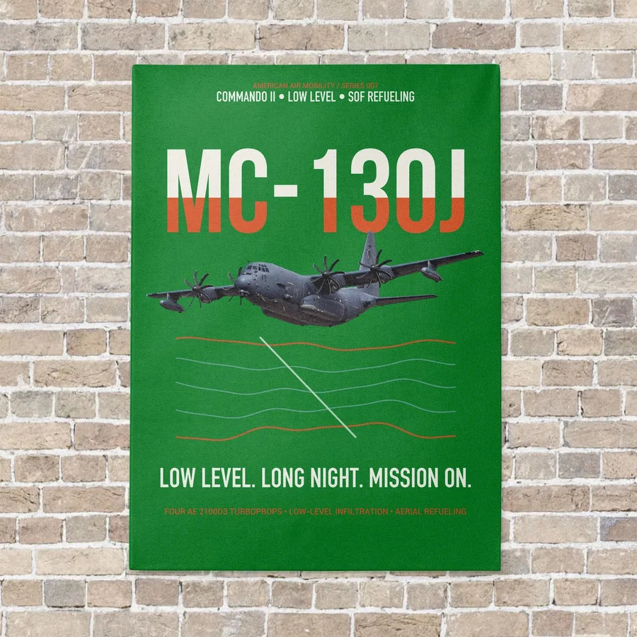 MC-130J COMMANDO II vertical canvas print - no frame - green background