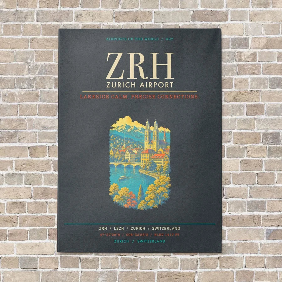 Zurich Airport ZRH - Canvas Framed - Gray