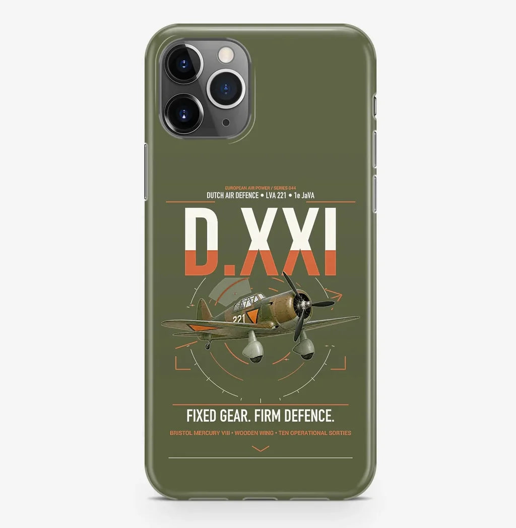 Fokker D.XXI — Dutch LVA aircraft 221 design on green army magsafe iphone case, for iPhone Pro Max