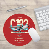 Thumbnail for Cessna 182 Skylane design on red round mouse pad