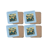 Thumbnail for The Old Timers' Bench - Designed Coasters design on light blue 4-pieces-set