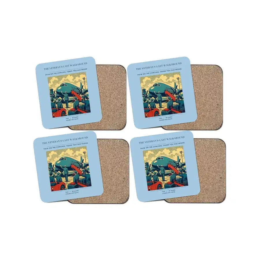 The Veteran's Last Walkaround - Designed Coasters design on light blue 4-pieces-set