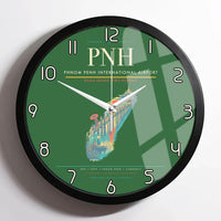 Thumbnail for Phnom Penh International Airport (PNH) design on green framed wall clock
