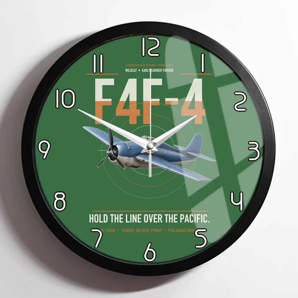 F4F-4 Wildcat design on green framed wall clock