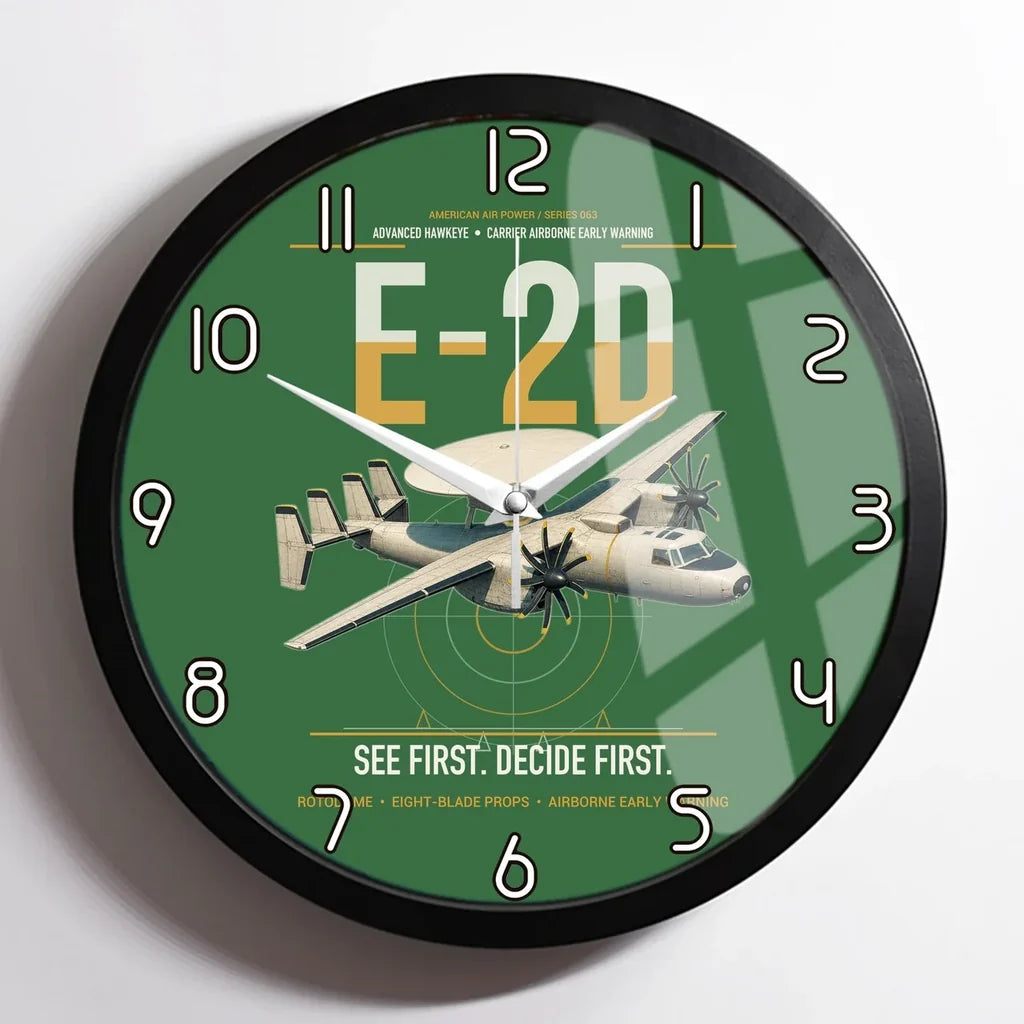 E-2D Advanced Hawkeye design on green framed wall clock