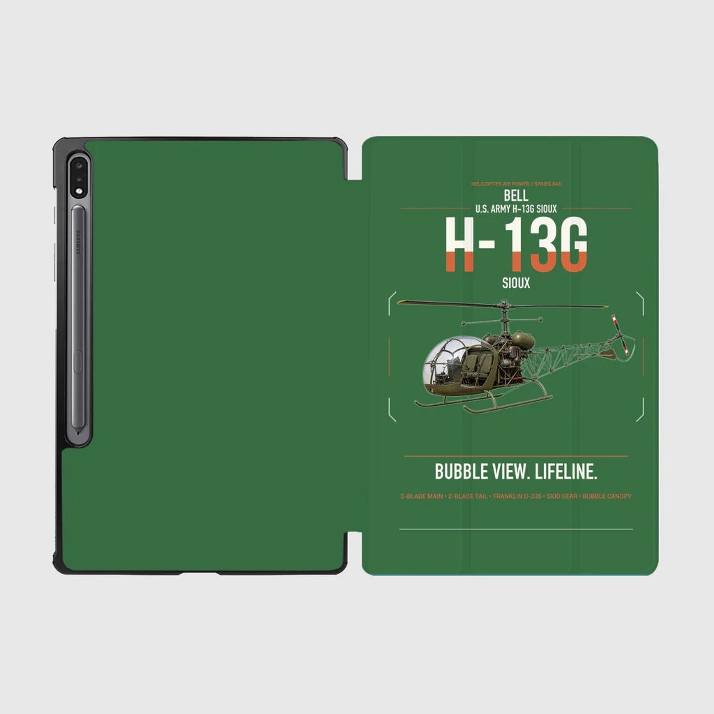 Bell H-13G Sioux design on green samsung tablet tablet case