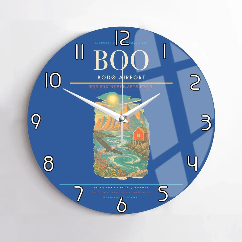 Bod Airport BOO Wall-Clock No-Frame - Blue