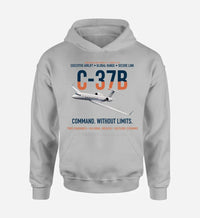 Thumbnail for C-37B GULFSTREAM G550 design on light gray hoodie single side