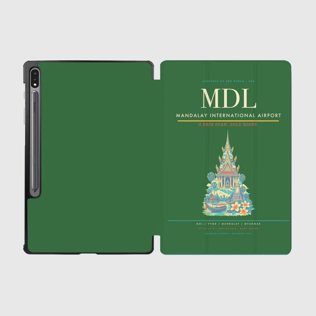 Mandalay International Airport (MDL) design on green samsung tablet tablet case