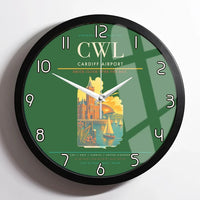 Thumbnail for Cardiff Airport (CWL) design on green framed wall clock