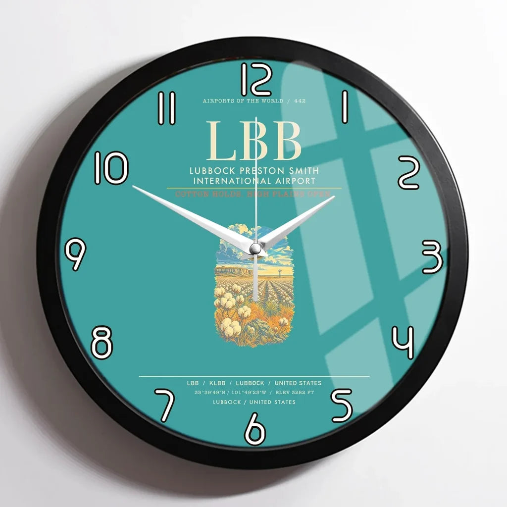 Lubbock Preston Smith International Airport LBB Wall-Clock Framed - Turquoise