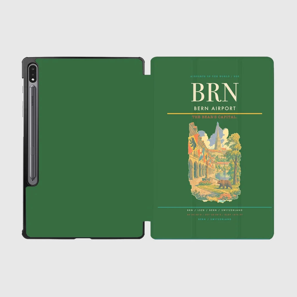 Bern Airport (BRN) design on green samsung tablet tablet case
