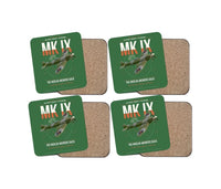 Thumbnail for Supermarine Spitfire Mk IX design on green 4 pieces set coaster