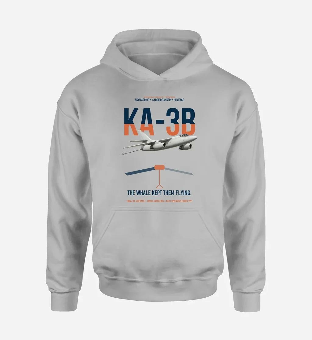 KA-3B Skywarrior design on light gray double-side hoodie, single-side print