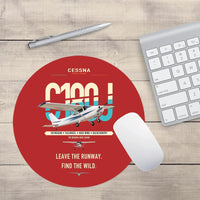 Thumbnail for Cessna 180J Skywagon design on red round mouse pad