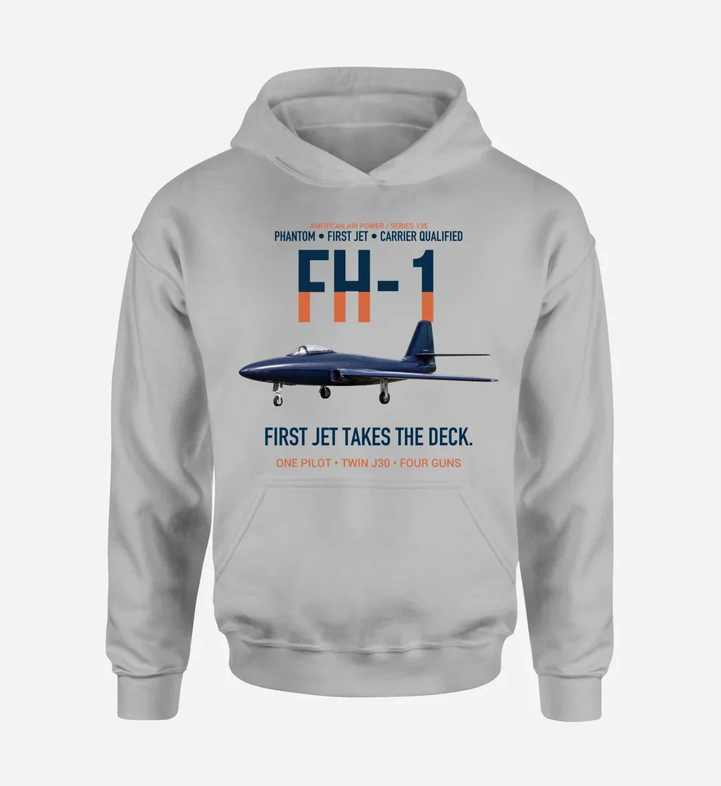 FH-1 PHANTOM design on light gray hoodie single side