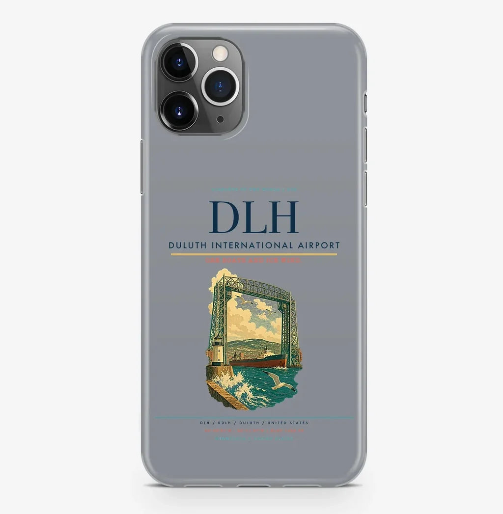 Duluth Airport (DLH) design on gray iPhone 16 Pro MagSafe case