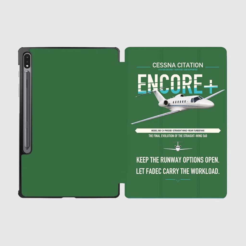 Cessna Citation Encore+ design on green samsung tablet tablet case