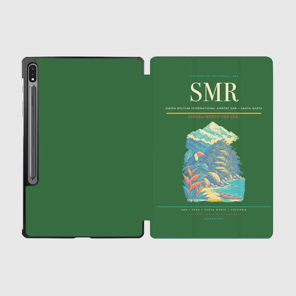 Simón Bolívar International Airport (SMR) design on green samsung tablet tablet case