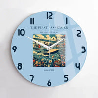 Thumbnail for VINTAGE G4007 - The First Passenger - Designed Wall Clocks design on lightblue no-frame