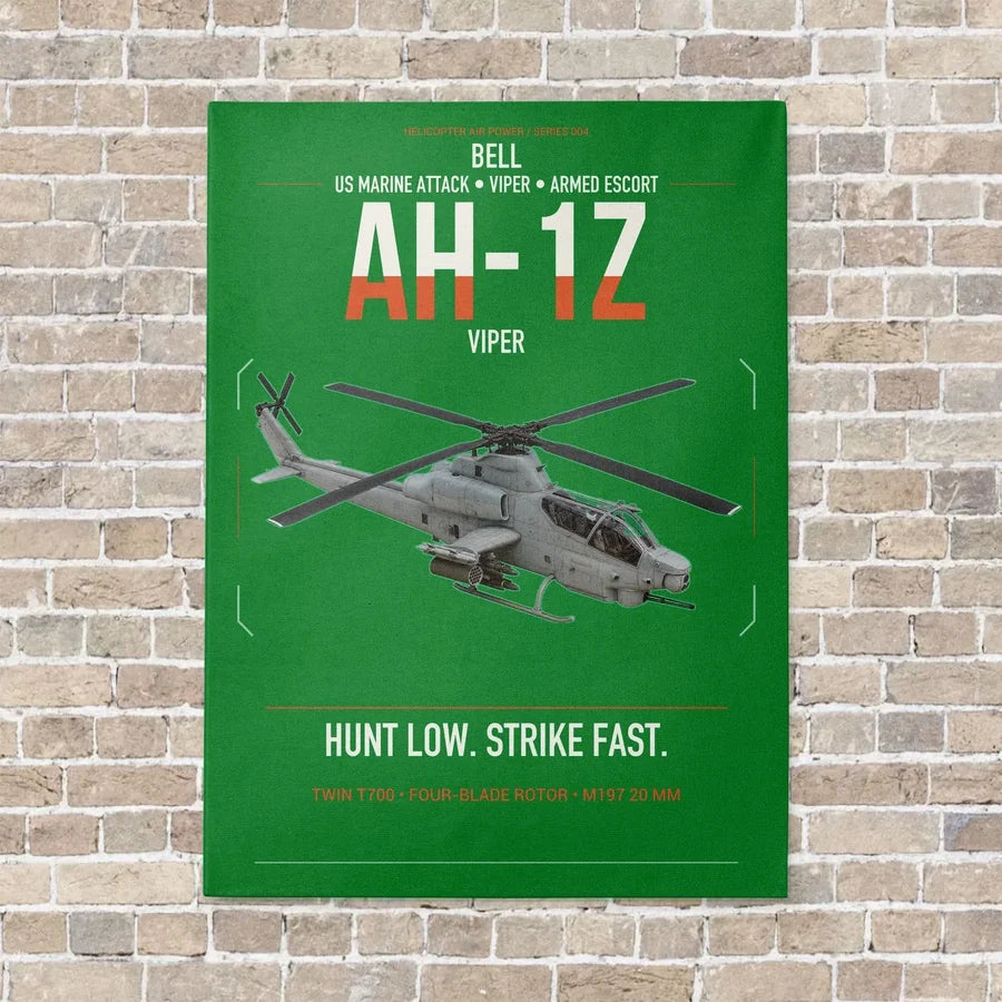 Bell AH-1Z Viper vertical canvas print - no frame - green background