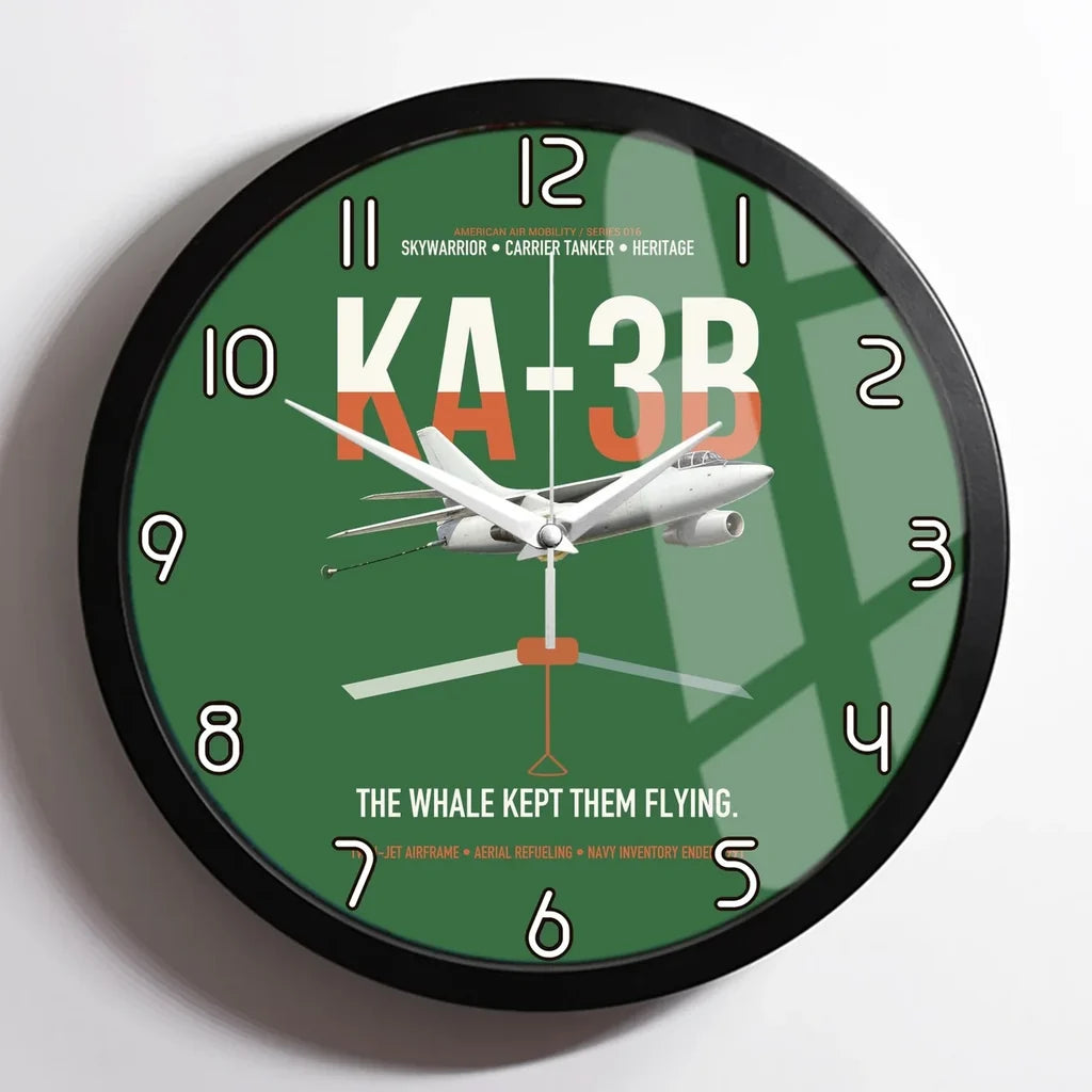 KA-3B Skywarrior design on green framed wall clock