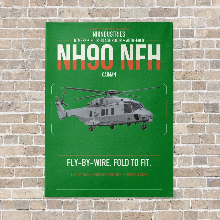 NHIndustries NH90 NFH Caïman vertical canvas print - no frame - green background