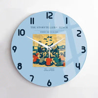 Thumbnail for VINTAGE G4430 - The Storytellers' Bench - Designed Wall Clocks design on lightblue no-frame
