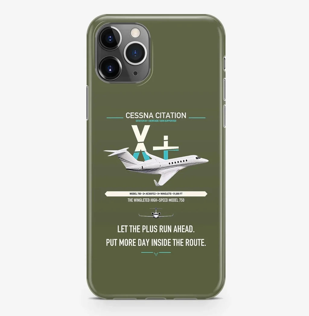Cessna Citation X+ design on green army magsafe iphone case, for iPhone Pro Max