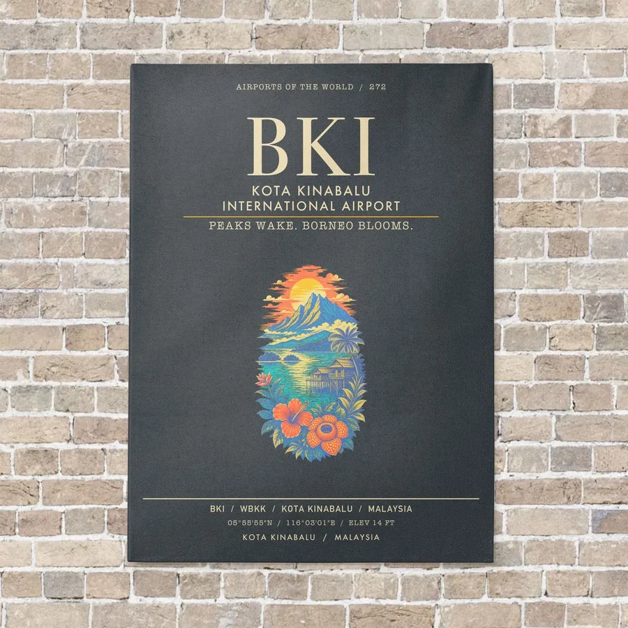 Kota Kinabalu International Airport BKI - Canvas Framed - Gray