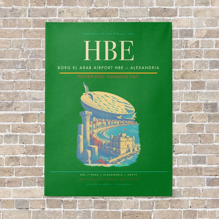 Borg El Arab Airport HBE — Alexandria vertical canvas print - no frame - green background