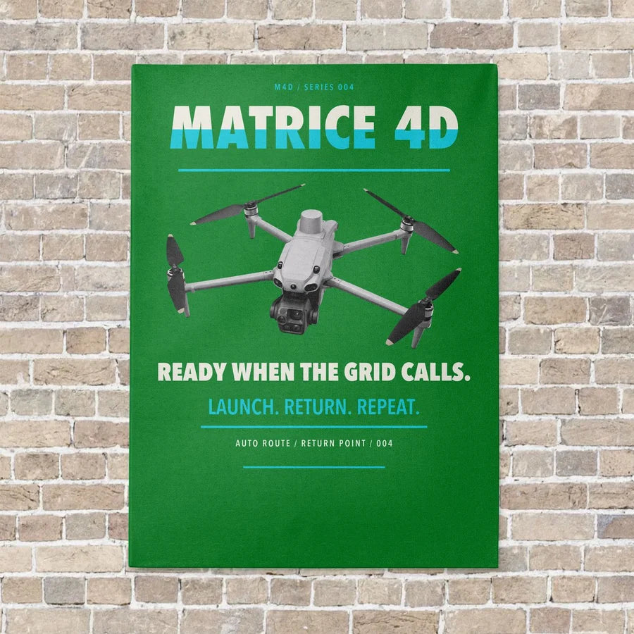 DJI Matrice 4D vertical canvas print - no frame - green background