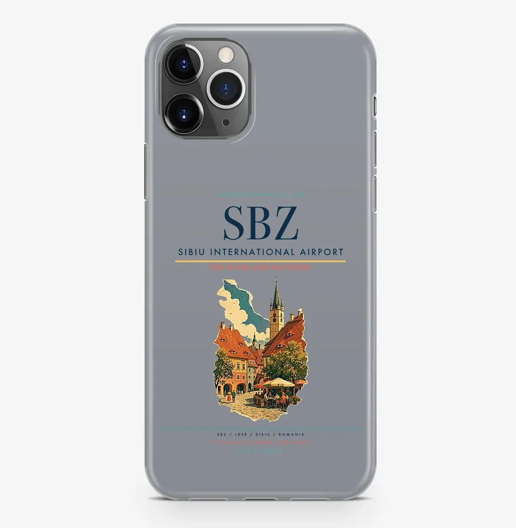 Sibiu Airport (SBZ) design on gray iPhone 16 Pro MagSafe case