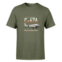 Thumbnail for C-47A Skytrain design on green army double-side t-shirt, single-side print