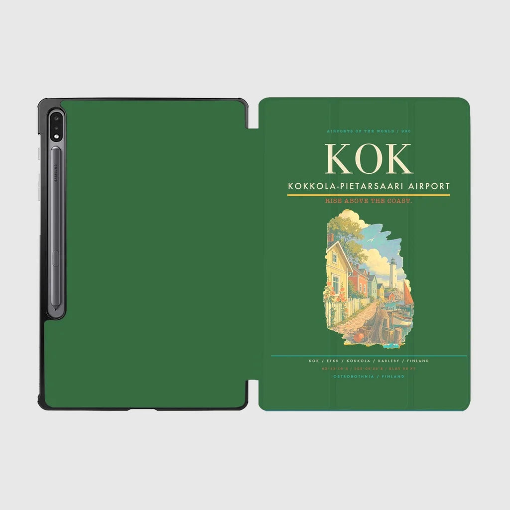 Kokkola-Pietarsaari Airport (KOK) design on green samsung tablet tablet case