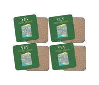 Thumbnail for Inuvik (Mike Zubko) Airport (YEV) design on green 4 pieces set coaster