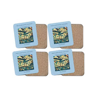 Thumbnail for The Warm Winds Crossing - Designed Coasters design on light blue 4-pieces-set
