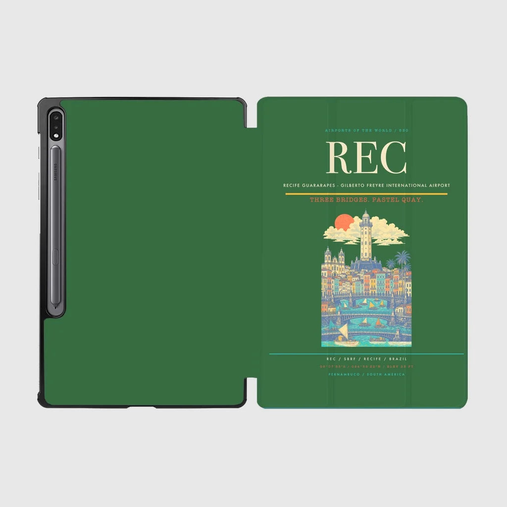 Recife Guararapes (REC) design on green samsung tablet tablet case