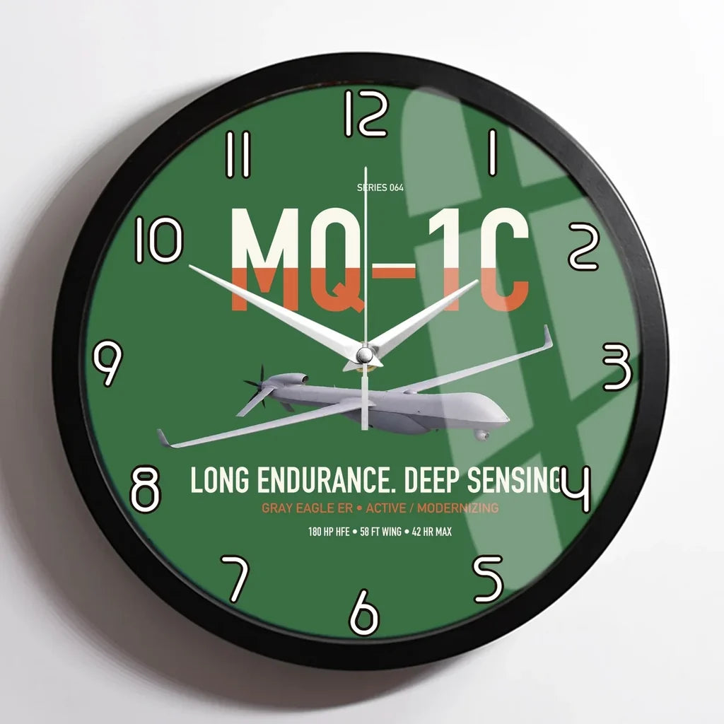 MQ-1C Gray Eagle ER design on green framed wall clock