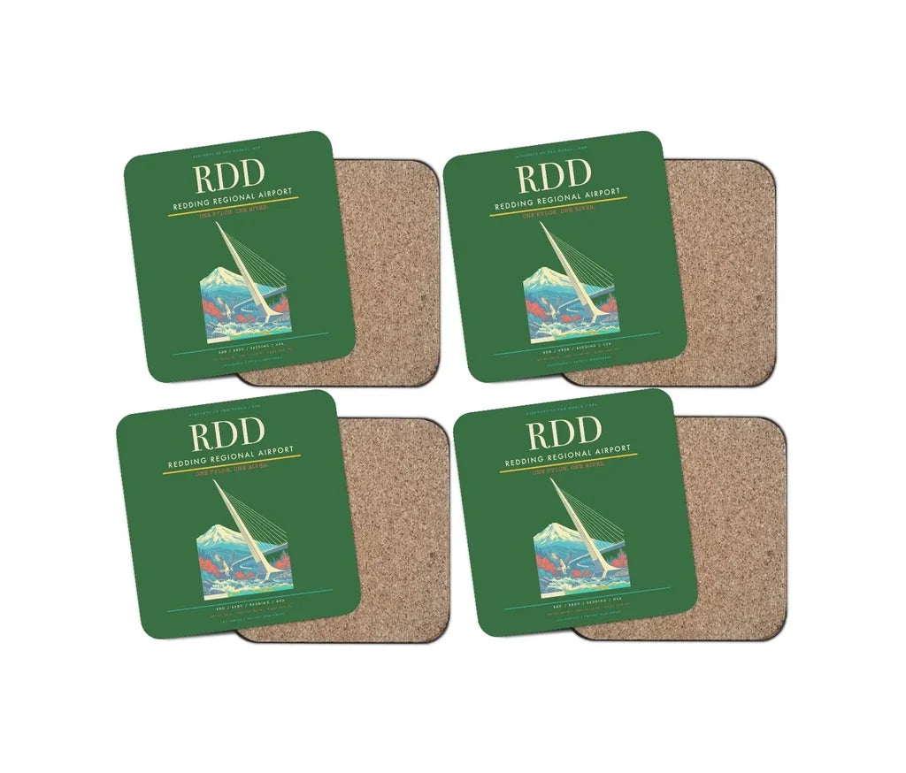 Redding Regional Airport (RDD) design on green 4 pieces set coaster