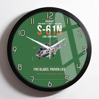 Thumbnail for Sikorsky S-61N design on green framed wall clock
